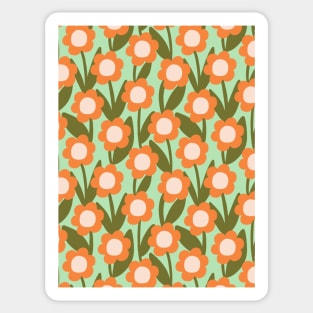 Minimal daisy flower pattern in green and orange Sticker